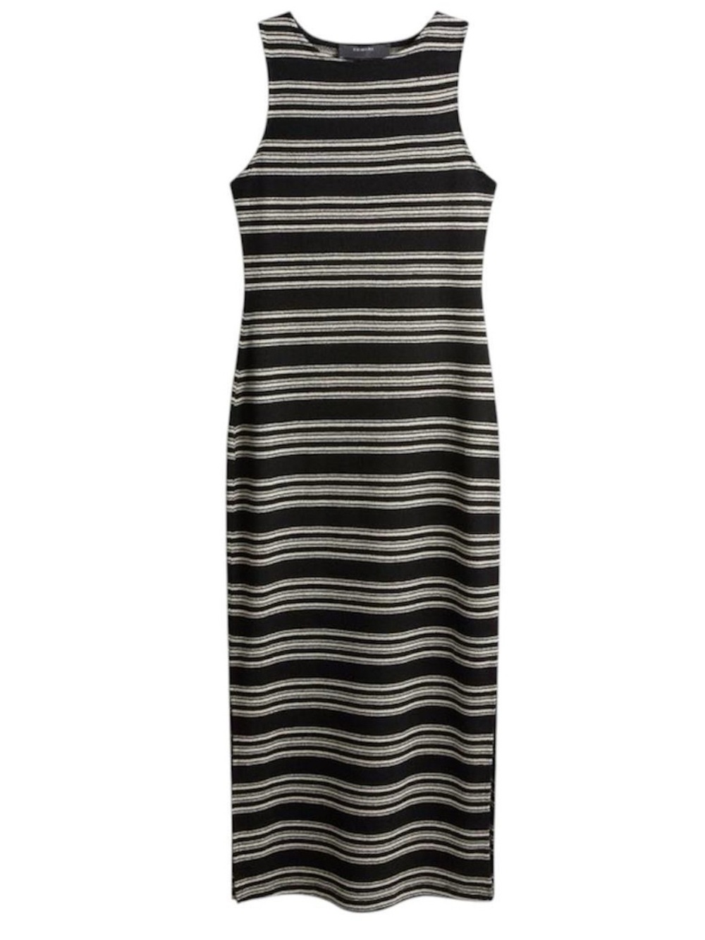 Black and white horizontal striped bodicon dress